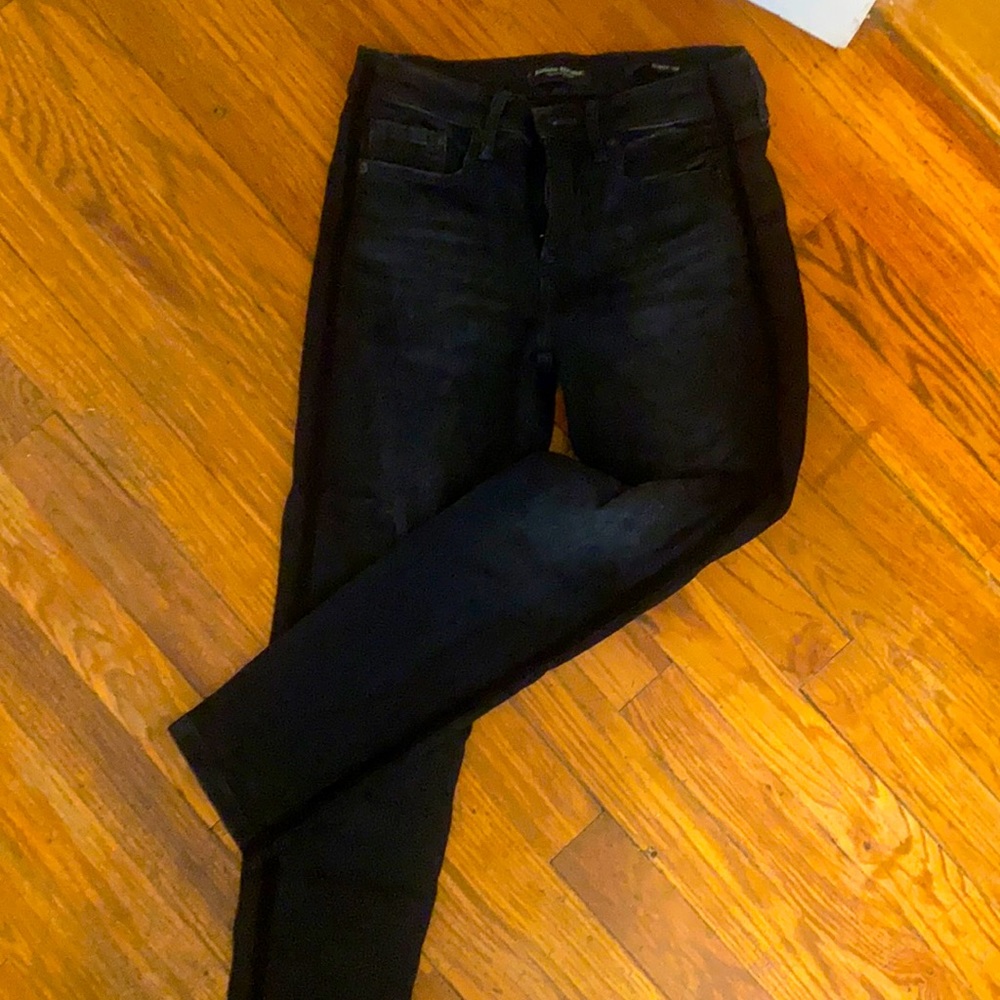 Banana Republic black skinny jeans w velvet trim